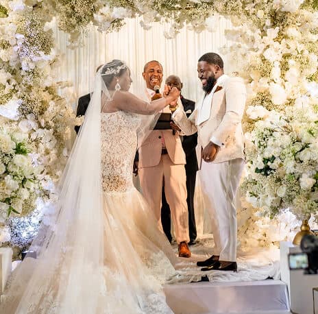Couple exchanging rings